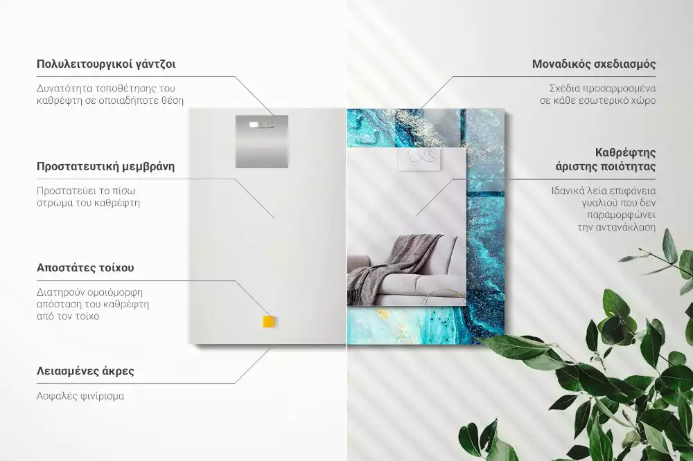 Obdélníkové dekorační zrcadlo Abstraktní modré umění