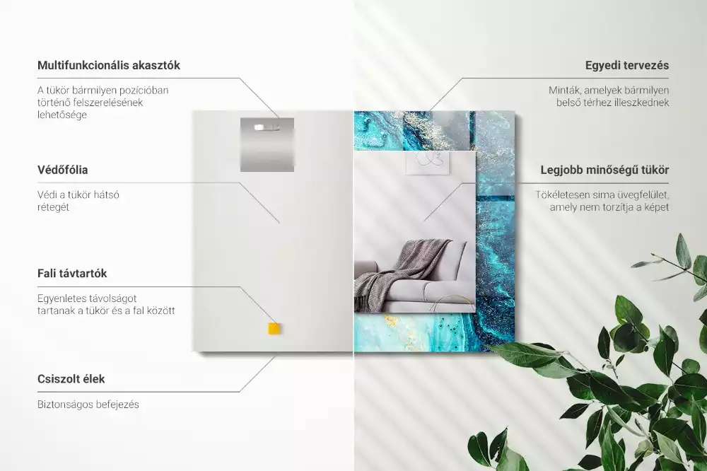 Obdélníkové dekorační zrcadlo Abstraktní modré umění