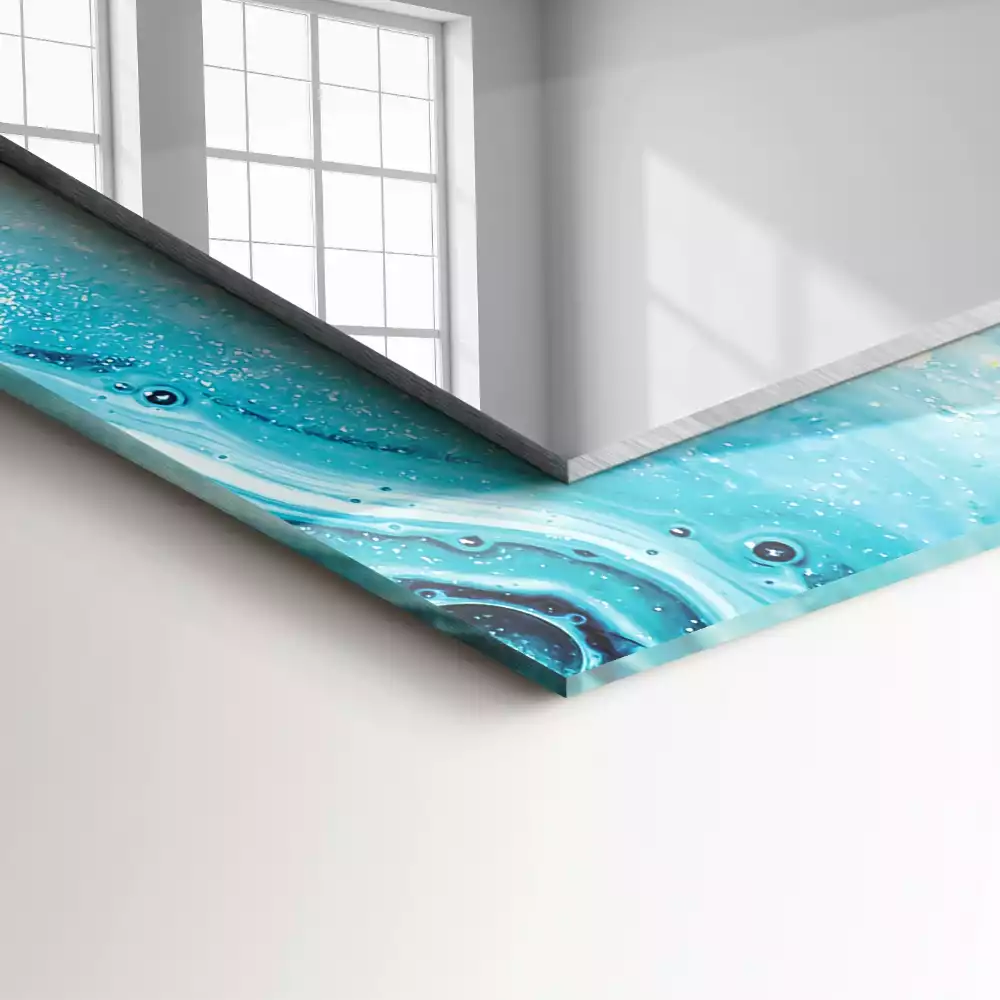 Obdélníkové dekorační zrcadlo Abstraktní modré umění