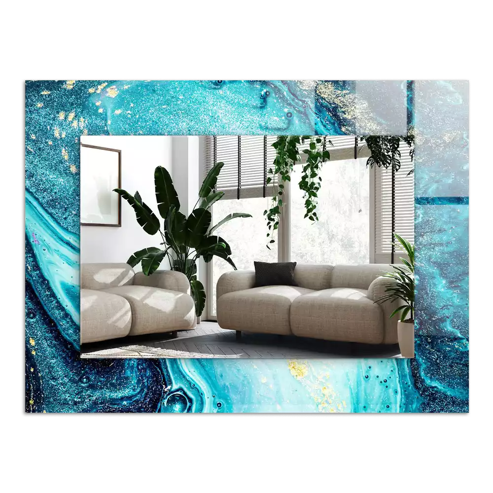 Obdélníkové dekorační zrcadlo Abstraktní modré umění