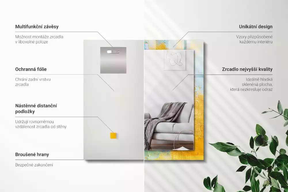 Obdélníkové dekorační zrcadlo Abstraktní olejomalba