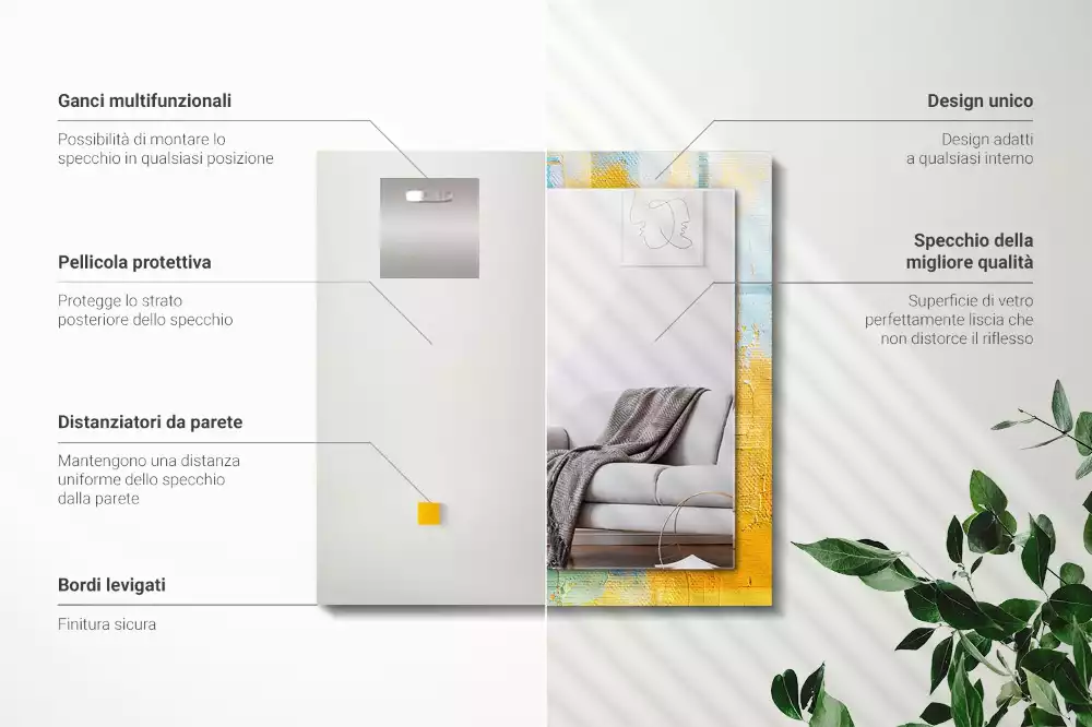 Obdélníkové dekorační zrcadlo Abstraktní olejomalba