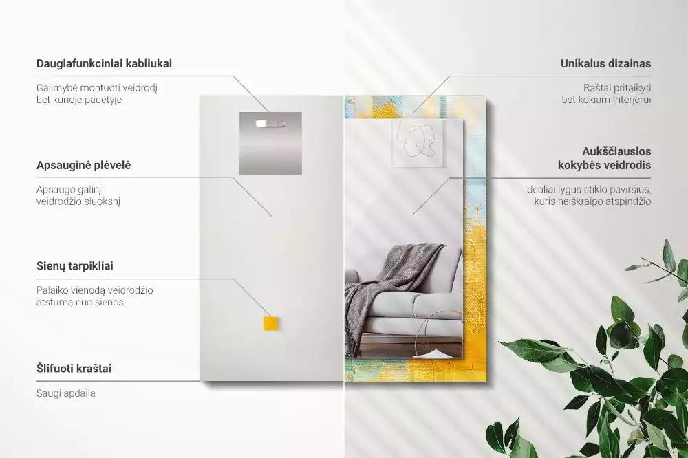 Obdélníkové dekorační zrcadlo Abstraktní olejomalba