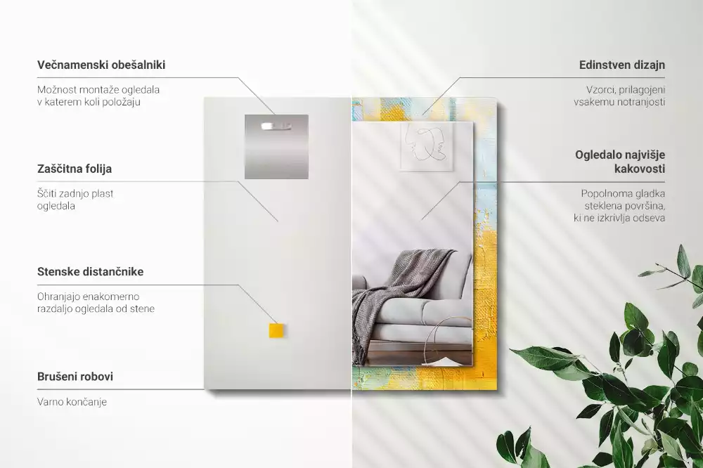 Obdélníkové dekorační zrcadlo Abstraktní olejomalba