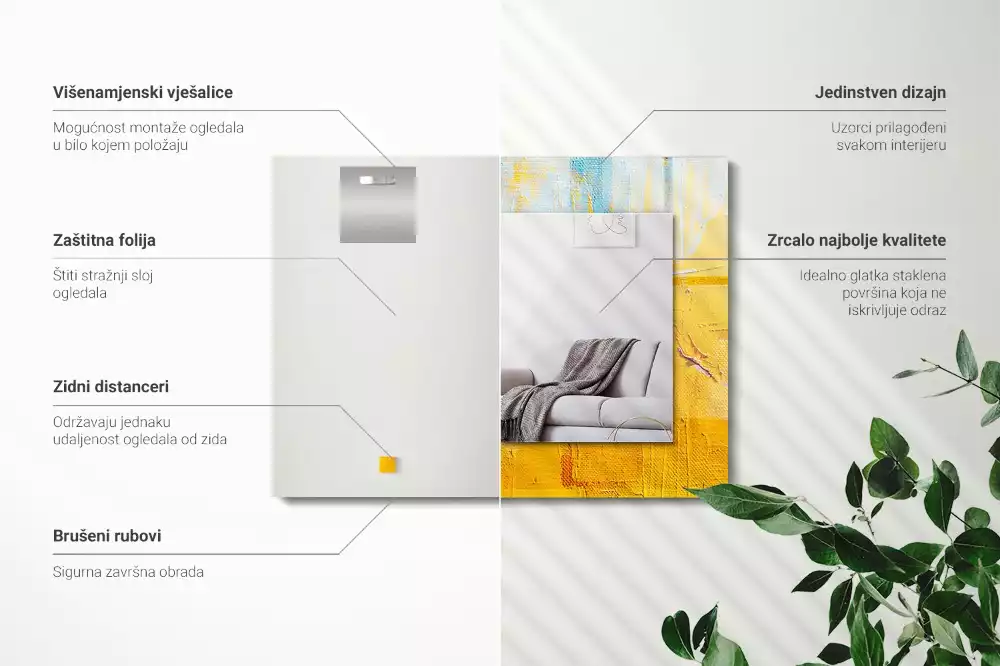 Obdélníkové dekorační zrcadlo Abstraktní olejomalba