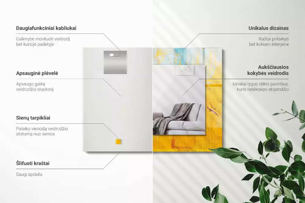 Obdélníkové dekorační zrcadlo Abstraktní olejomalba