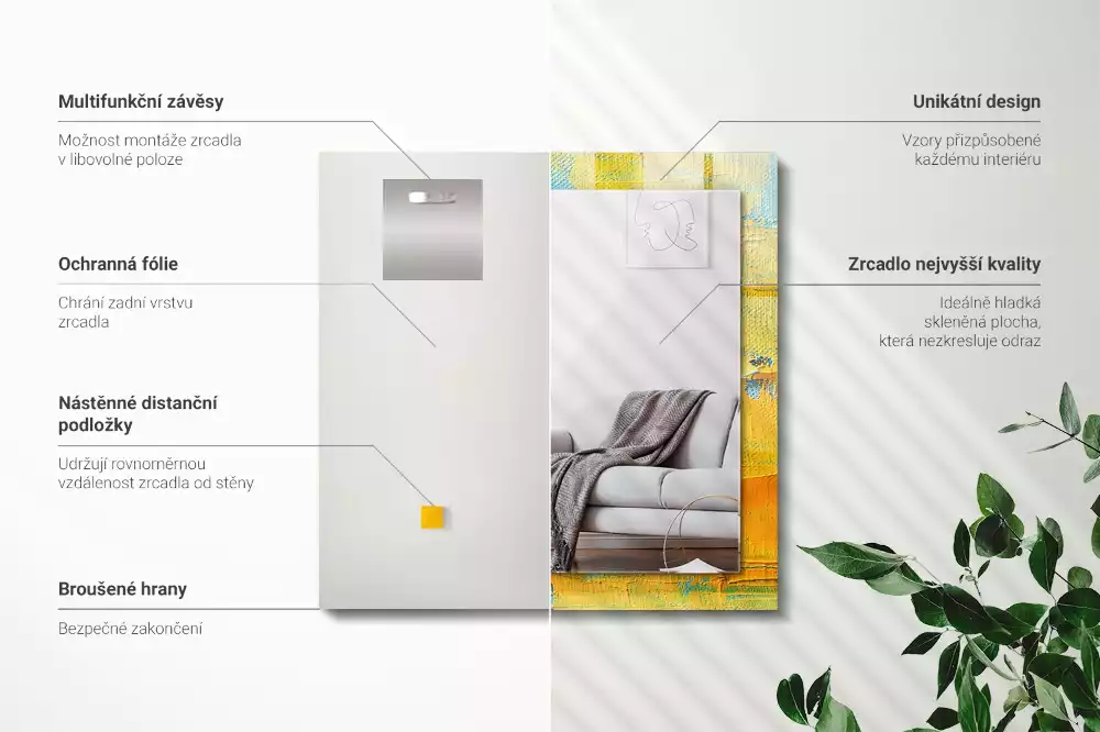 Obdélníkové dekorační zrcadlo Abstraktní olejomalba