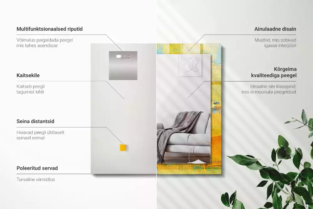 Obdélníkové dekorační zrcadlo Abstraktní olejomalba