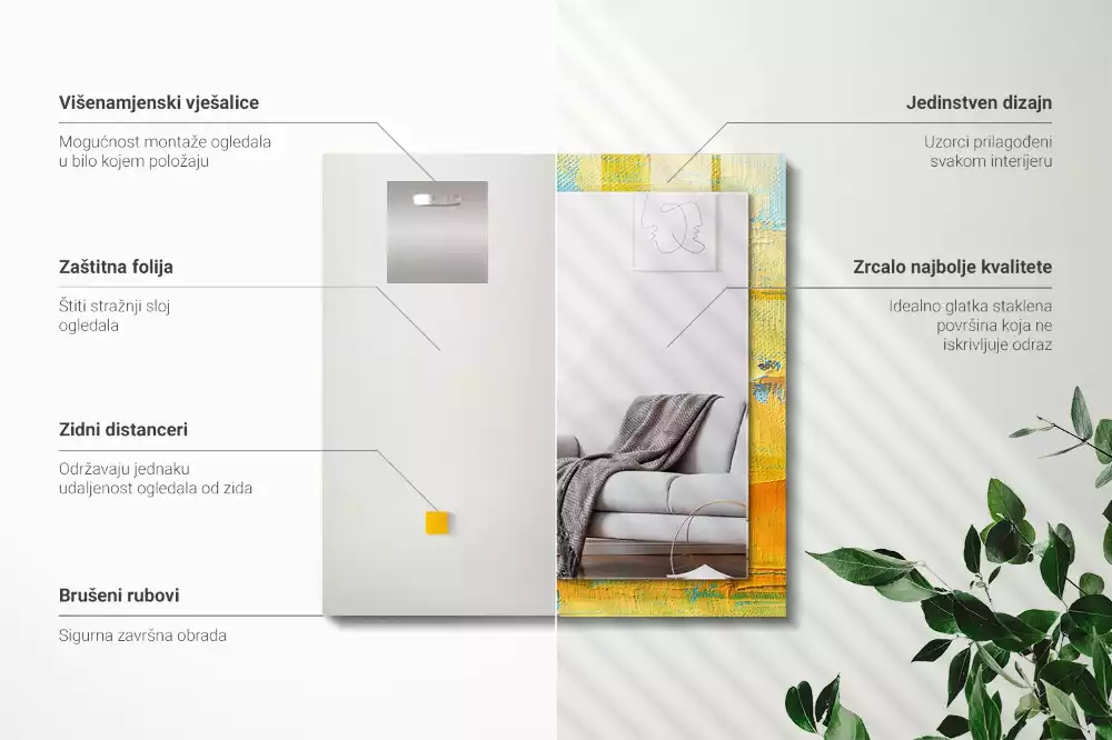 Obdélníkové dekorační zrcadlo Abstraktní olejomalba