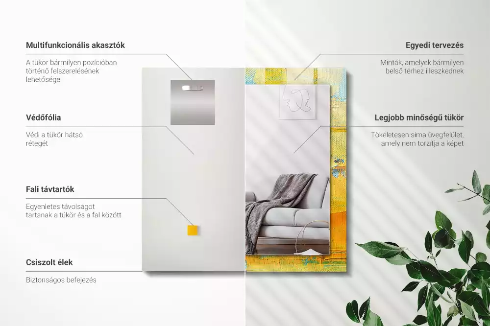 Obdélníkové dekorační zrcadlo Abstraktní olejomalba