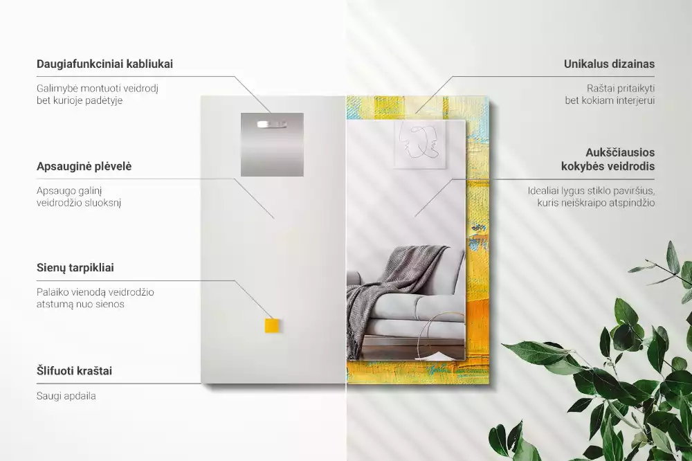 Obdélníkové dekorační zrcadlo Abstraktní olejomalba