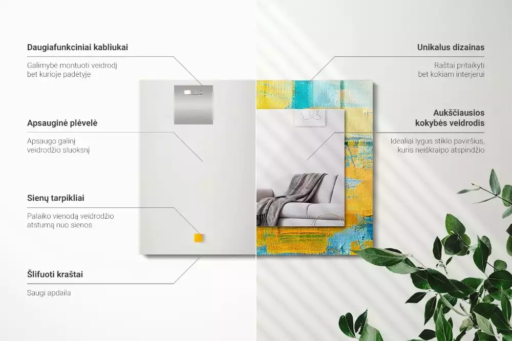 Obdélníkové dekorační zrcadlo Abstraktní olejomalba