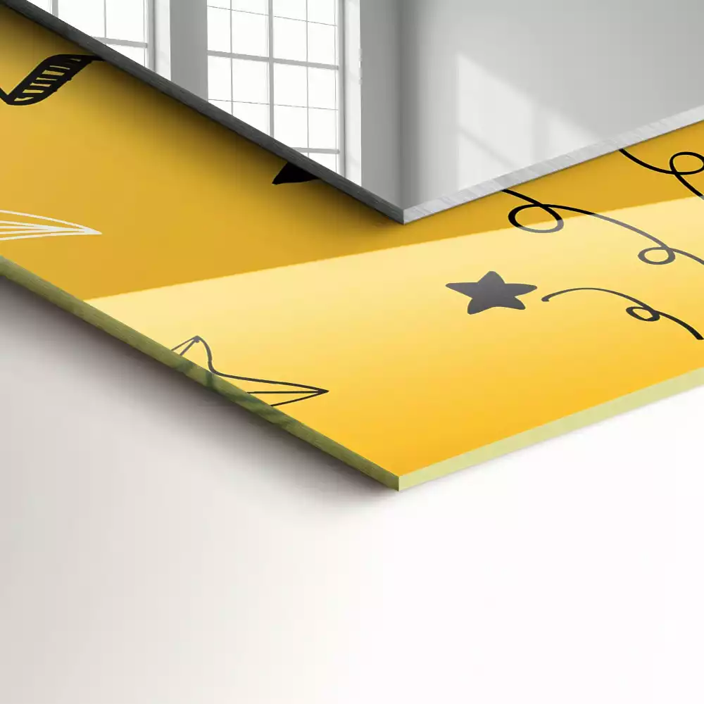 Obdélníkové dekorační zrcadlo Kresby různých hvězd