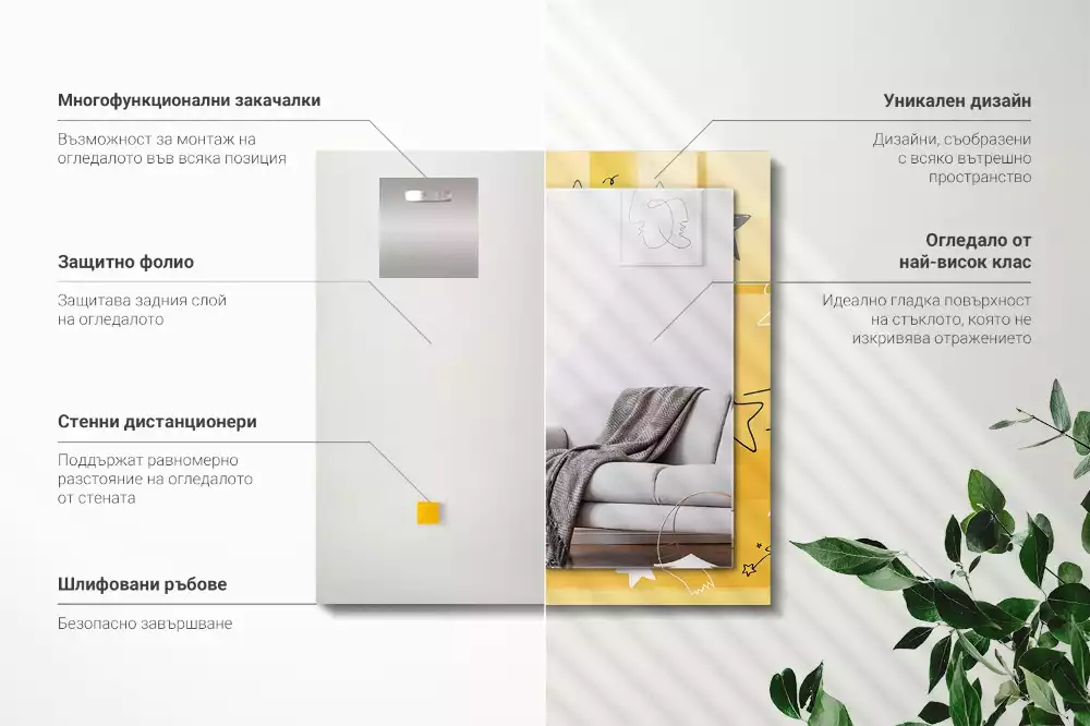 Obdélníkové dekorační zrcadlo Kresby různých hvězd