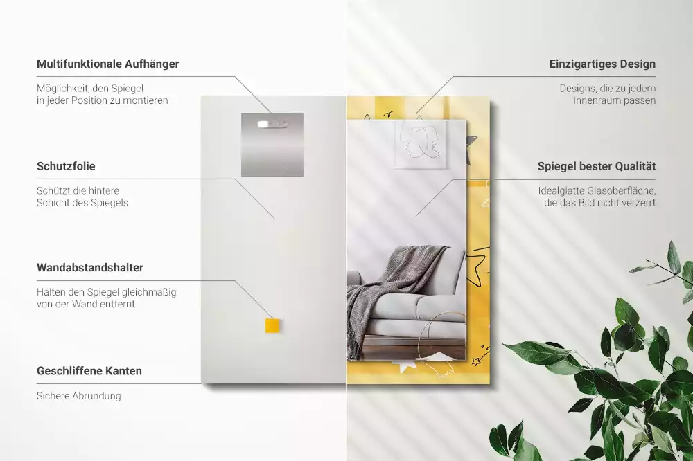 Obdélníkové dekorační zrcadlo Kresby různých hvězd