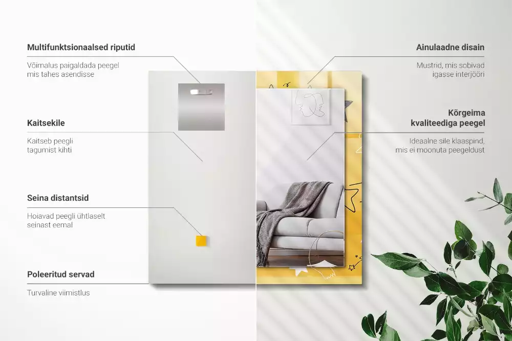 Obdélníkové dekorační zrcadlo Kresby různých hvězd