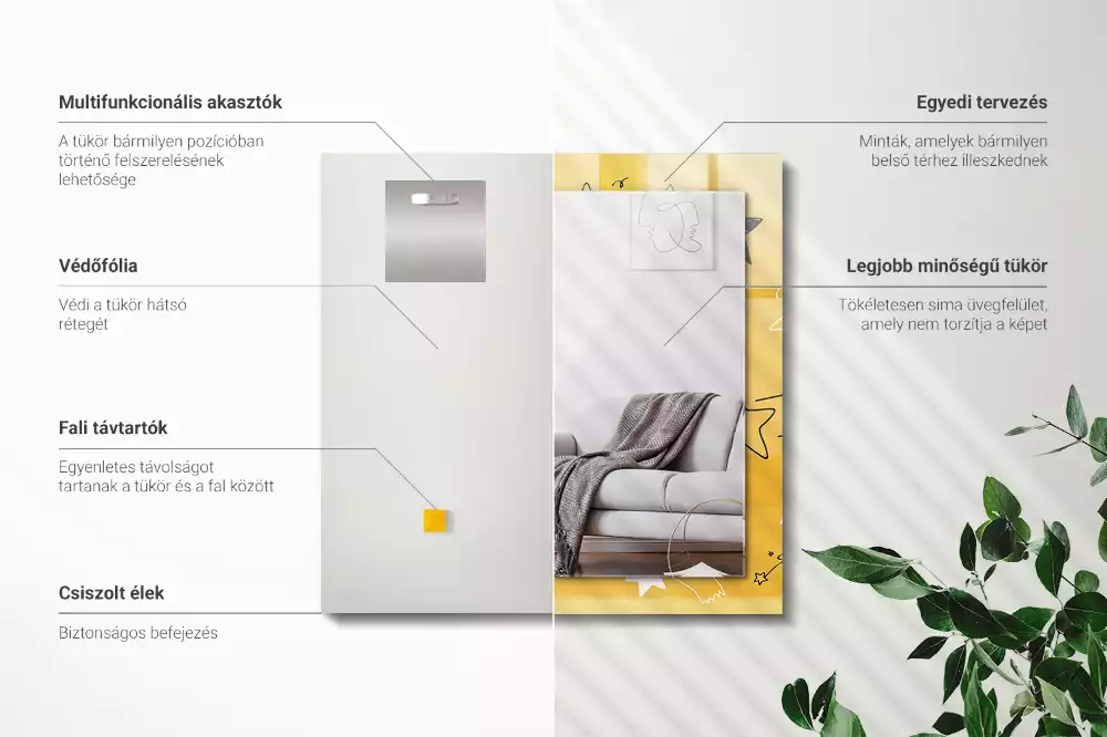 Obdélníkové dekorační zrcadlo Kresby různých hvězd