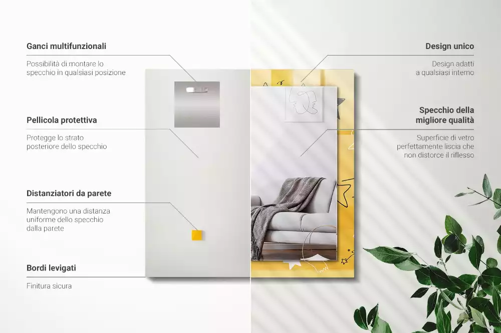 Obdélníkové dekorační zrcadlo Kresby různých hvězd