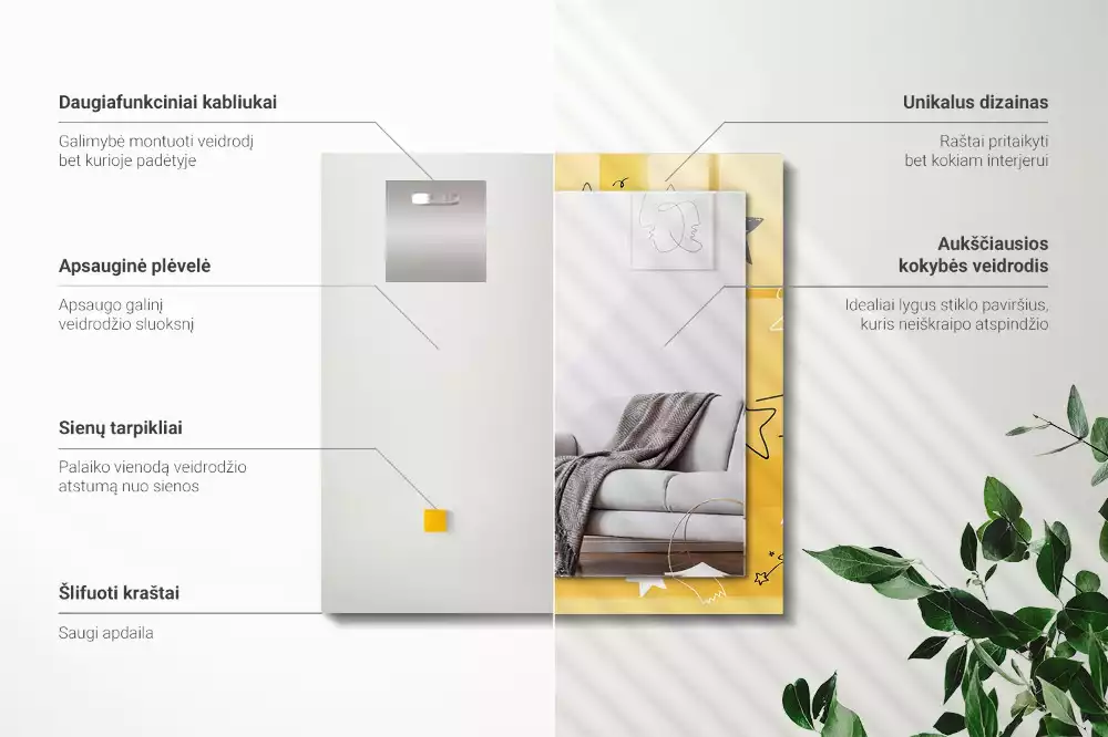 Obdélníkové dekorační zrcadlo Kresby různých hvězd