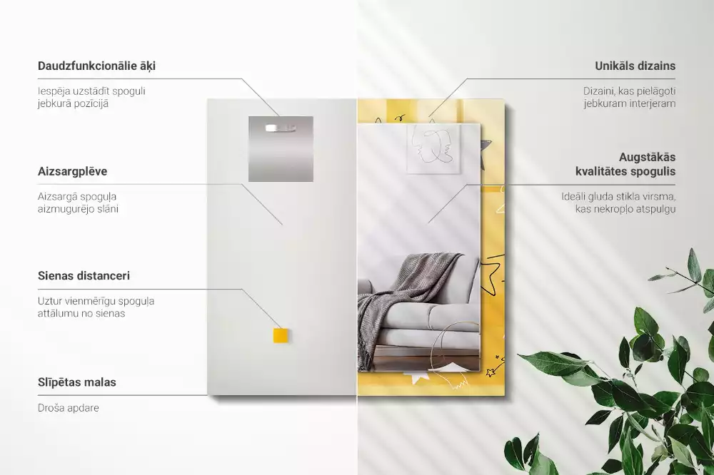 Obdélníkové dekorační zrcadlo Kresby různých hvězd