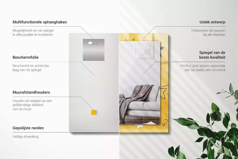 Obdélníkové dekorační zrcadlo Kresby různých hvězd