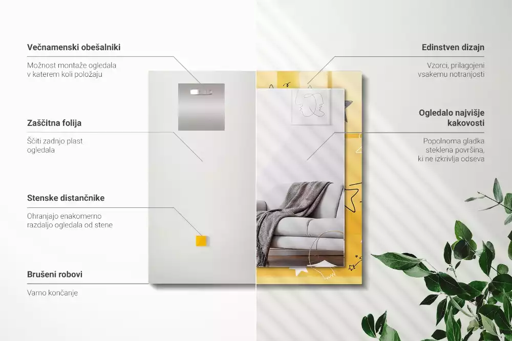 Obdélníkové dekorační zrcadlo Kresby různých hvězd