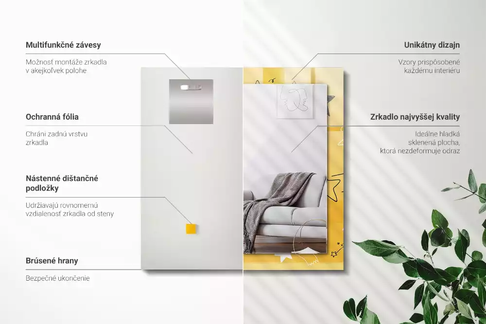 Obdélníkové dekorační zrcadlo Kresby různých hvězd