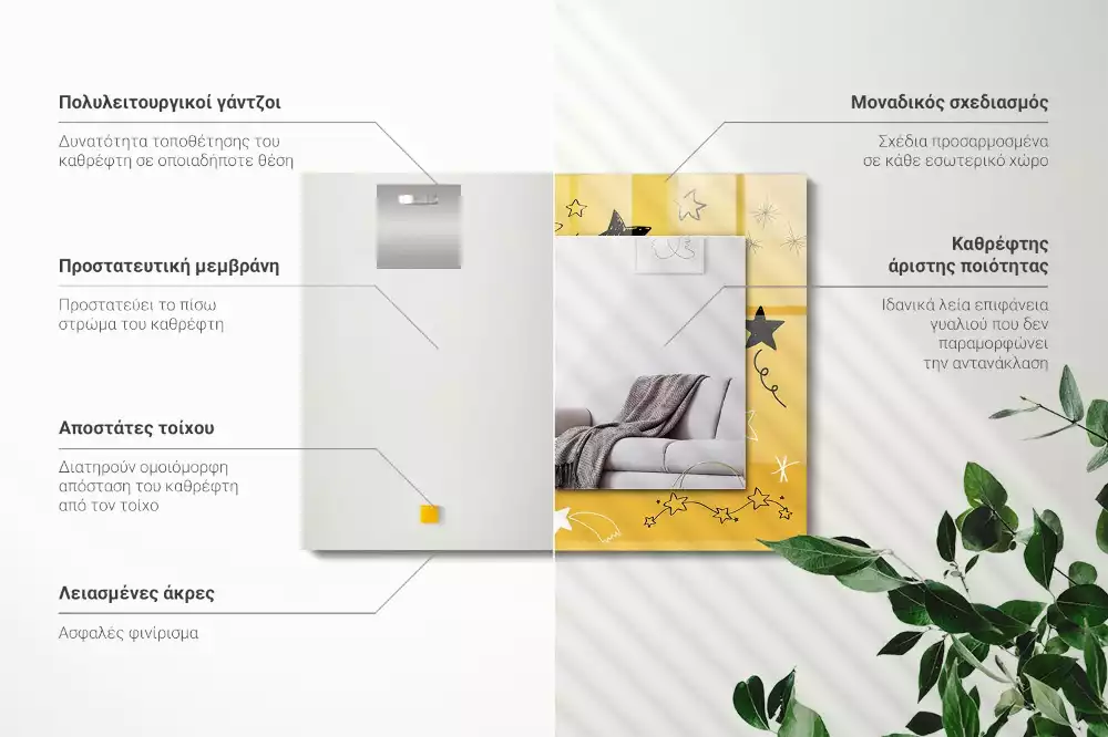 Obdélníkové dekorační zrcadlo Kresby různých hvězd