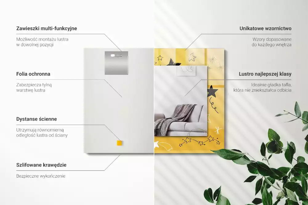 Obdélníkové dekorační zrcadlo Kresby různých hvězd