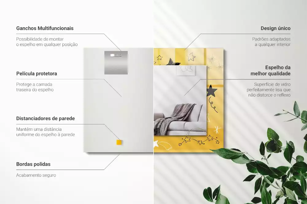 Obdélníkové dekorační zrcadlo Kresby různých hvězd