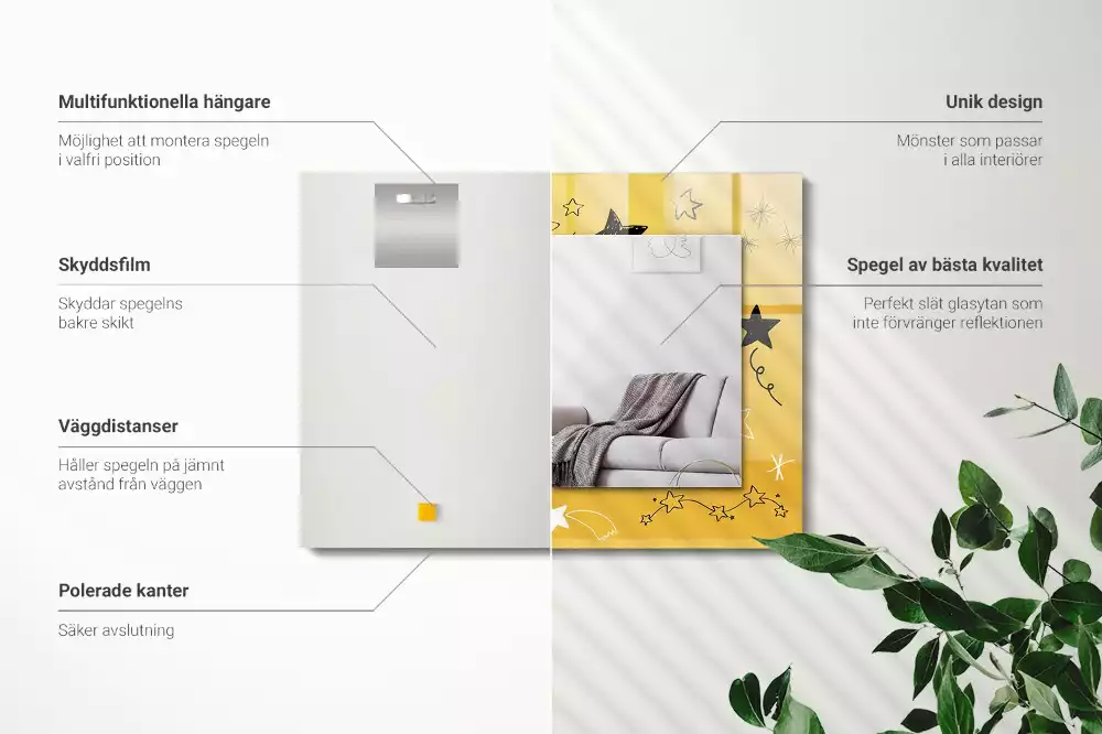 Obdélníkové dekorační zrcadlo Kresby různých hvězd