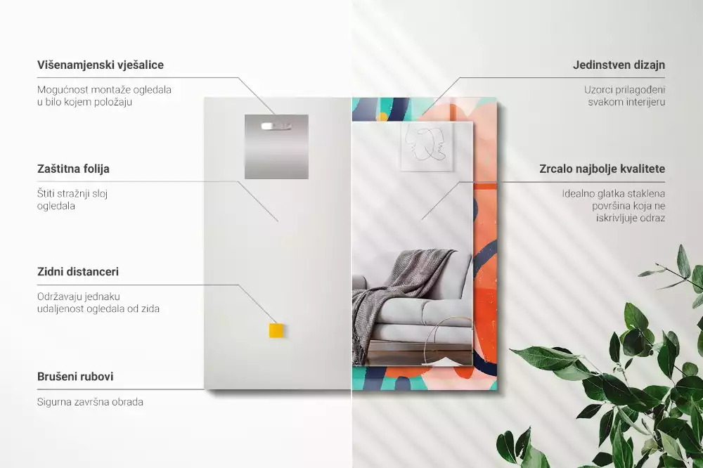 Obdélníkové dekorační zrcadlo Abstraktní barevná grafika