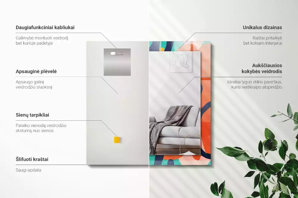 Obdélníkové dekorační zrcadlo Abstraktní barevná grafika