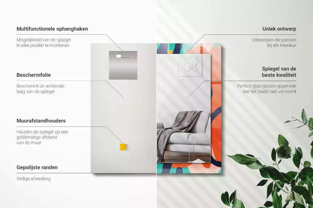 Obdélníkové dekorační zrcadlo Abstraktní barevná grafika