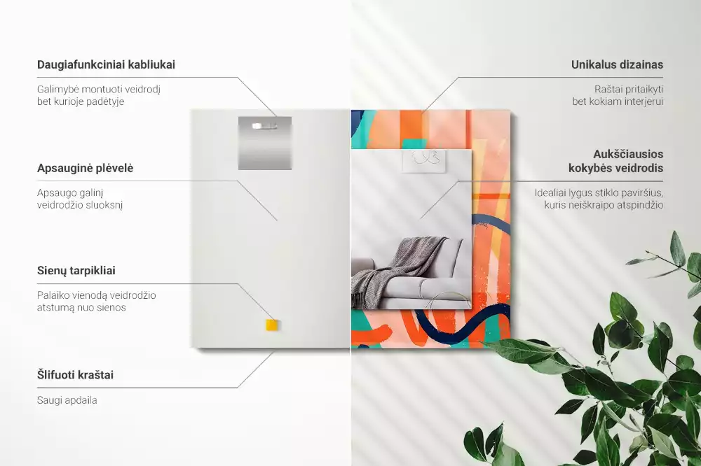 Obdélníkové dekorační zrcadlo Abstraktní barevná grafika