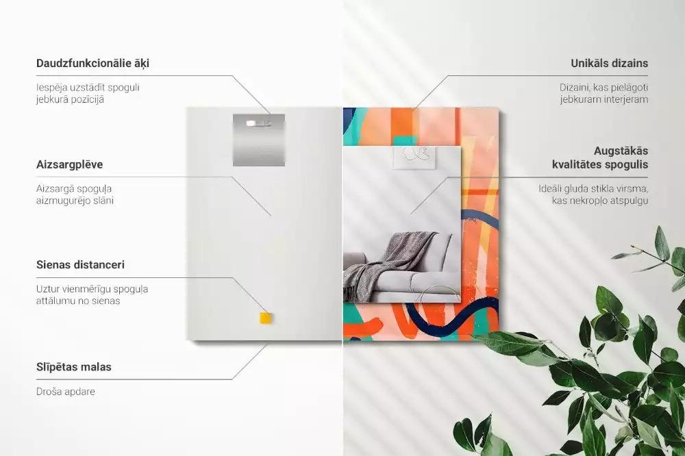 Obdélníkové dekorační zrcadlo Abstraktní barevná grafika