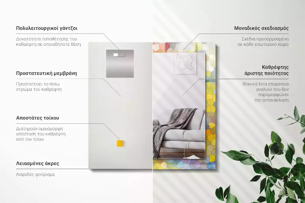 Obdélníkové dekorační zrcadlo Barevná abstraktní mozaika