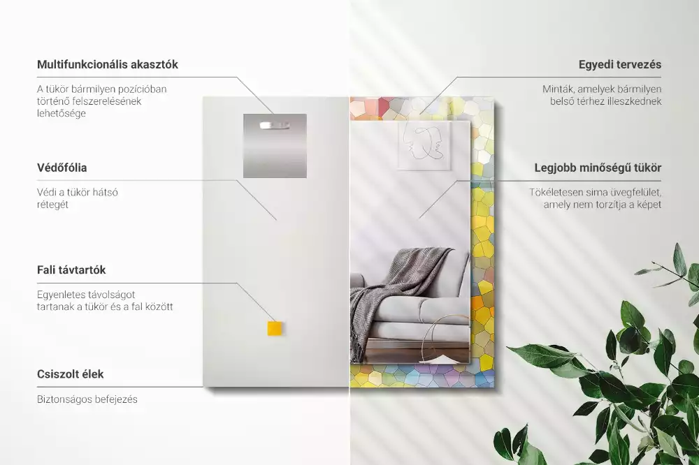 Obdélníkové dekorační zrcadlo Barevná abstraktní mozaika