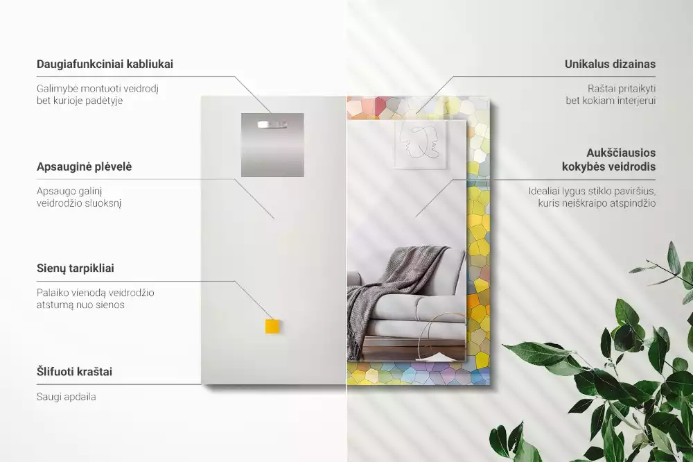 Obdélníkové dekorační zrcadlo Barevná abstraktní mozaika