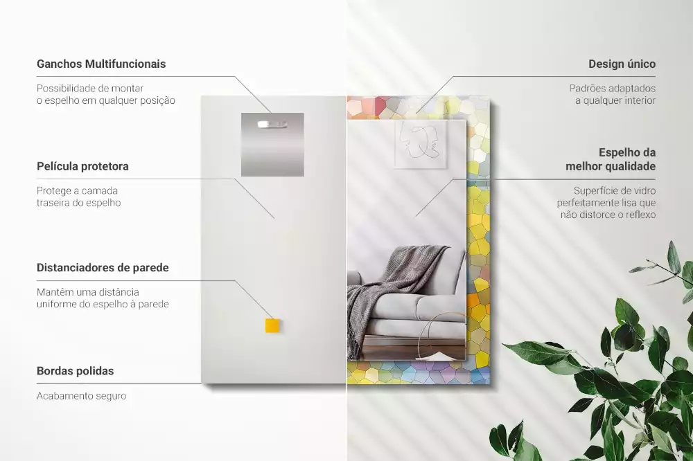 Obdélníkové dekorační zrcadlo Barevná abstraktní mozaika