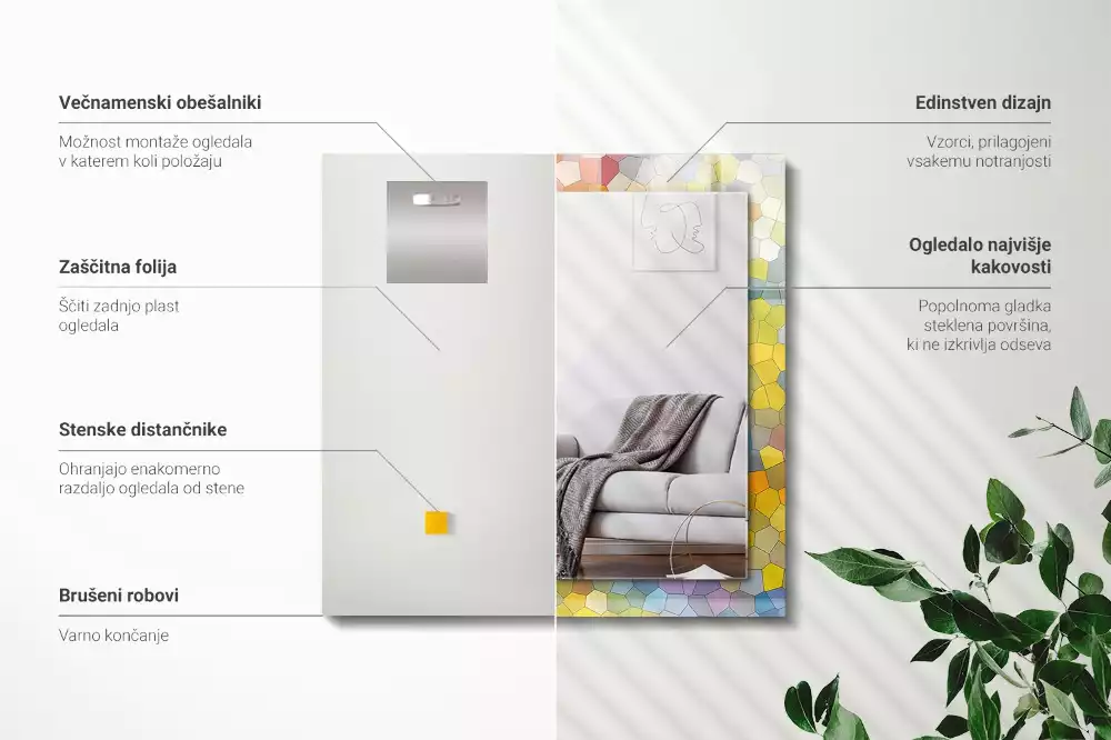 Obdélníkové dekorační zrcadlo Barevná abstraktní mozaika
