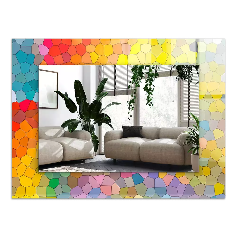 Obdélníkové dekorační zrcadlo Barevná abstraktní mozaika