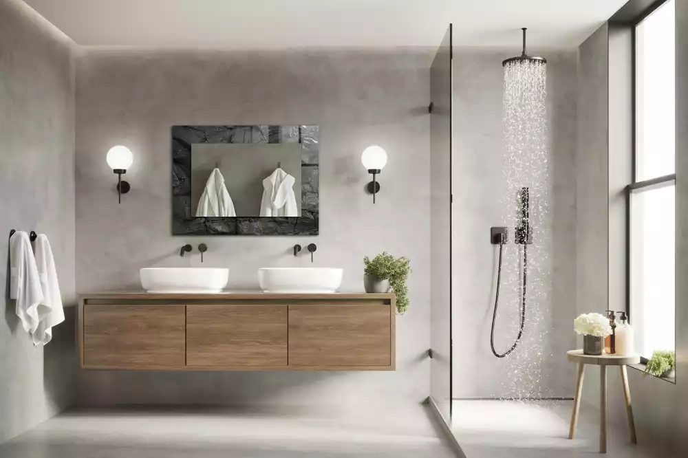 Obdélníkové dekorační zrcadlo Černá skála praská