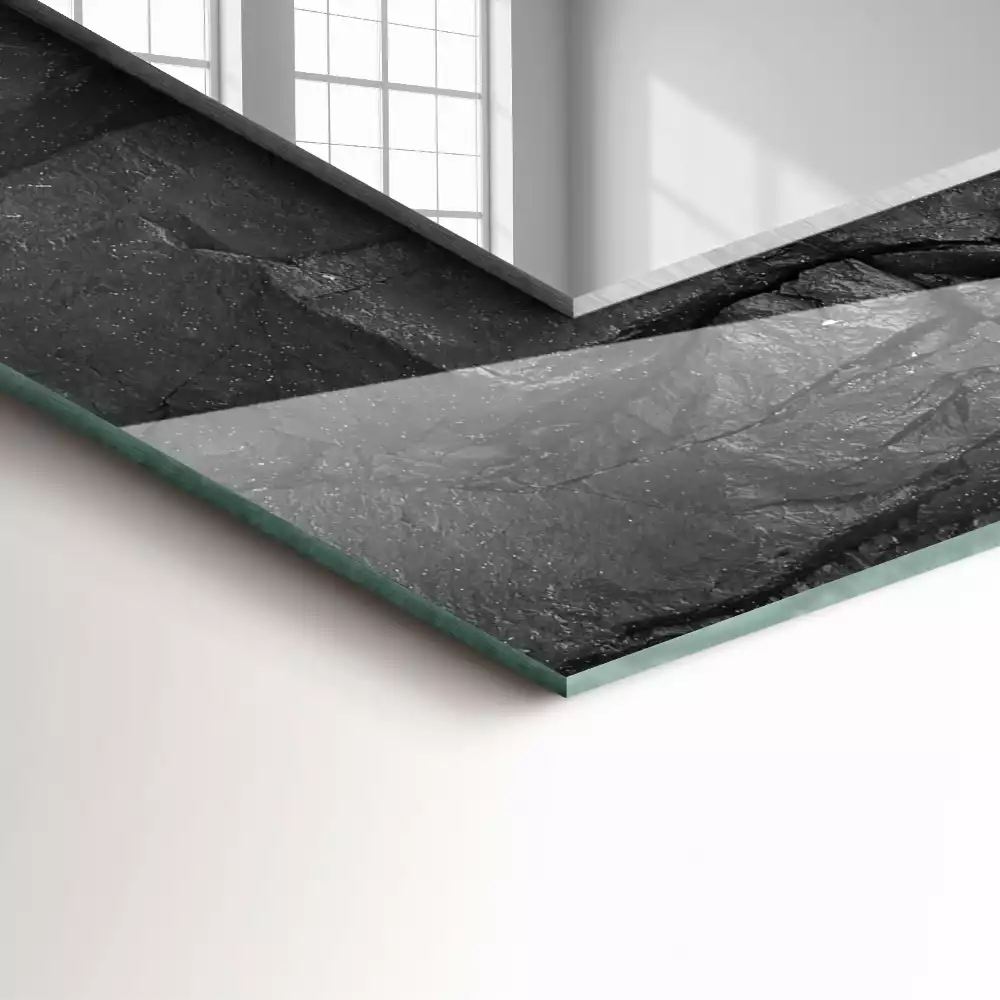 Obdélníkové dekorační zrcadlo Černá skála praská