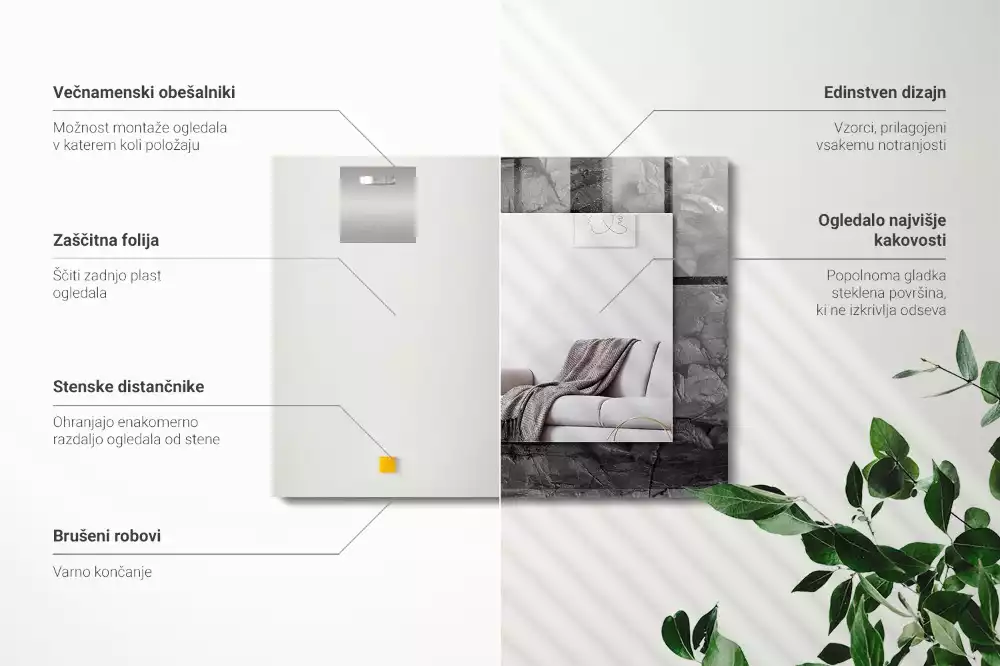 Obdélníkové dekorační zrcadlo Černá skála praská