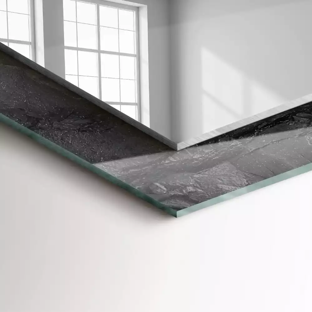 Obdélníkové dekorační zrcadlo Černá skála praská