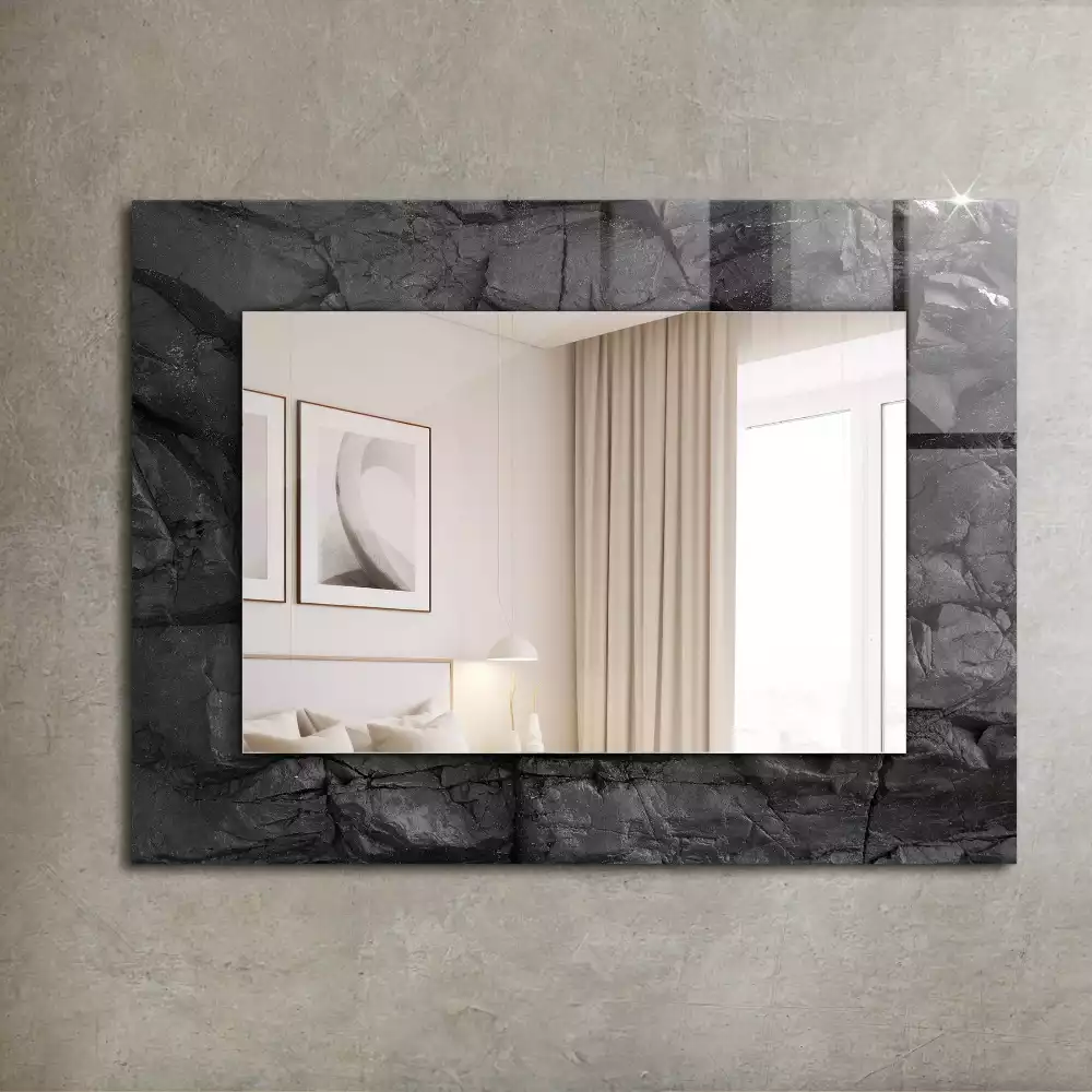 Obdélníkové dekorační zrcadlo Černá skála praská