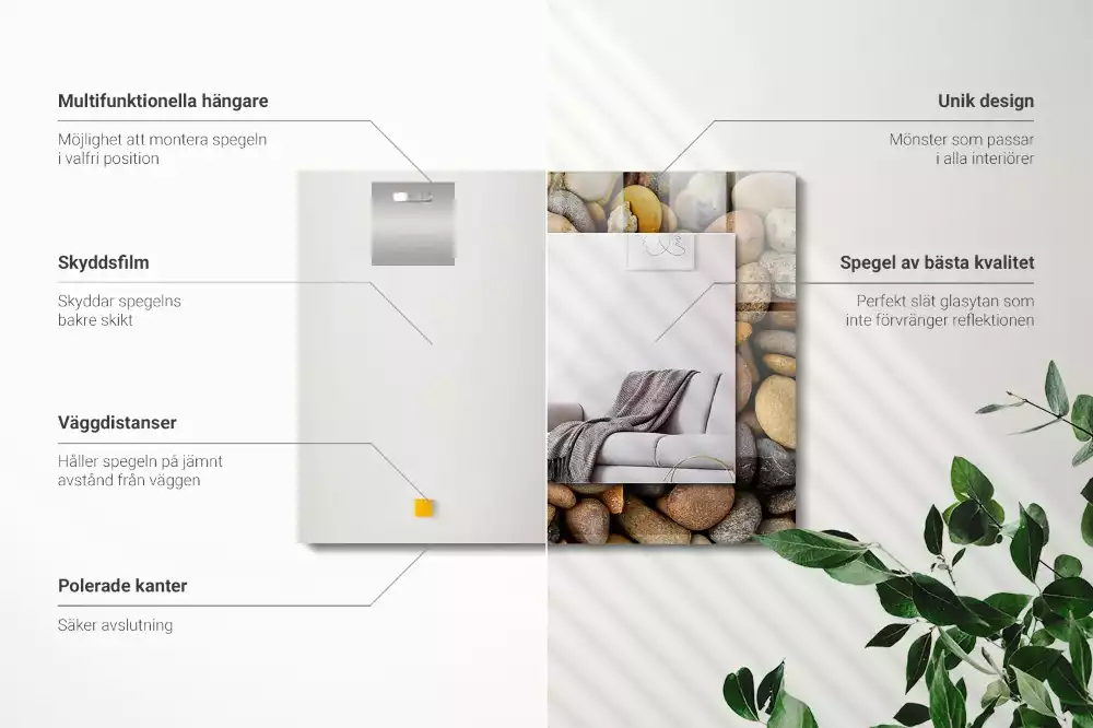 Obdélníkové dekorační zrcadlo Barevné hladké kameny