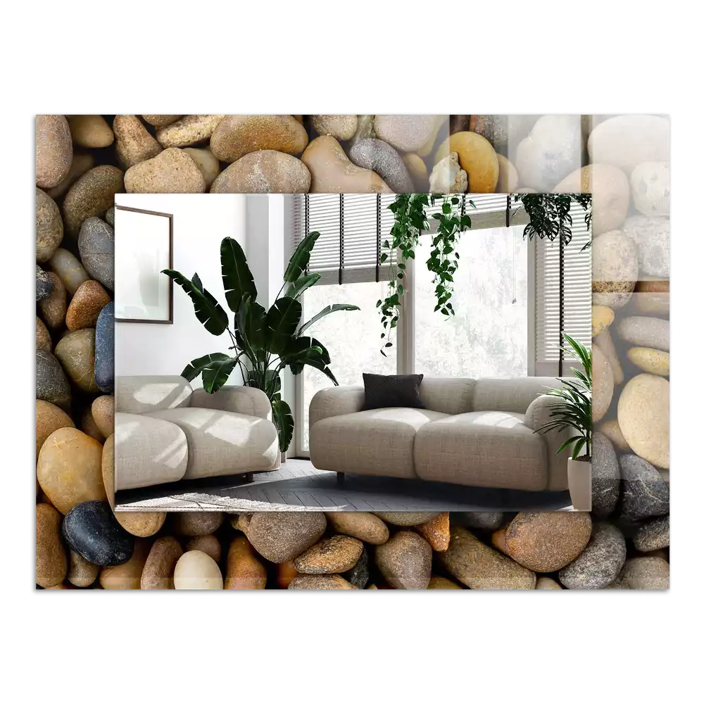 Obdélníkové dekorační zrcadlo Barevné hladké kameny