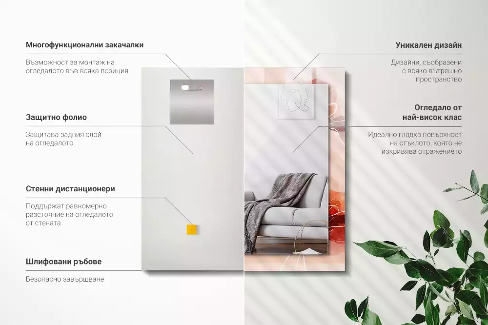 Obdélníkové dekorační zrcadlo Abstraktní květinové vzory